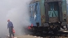 Vagonul unui tren personal a luat foc, în Dâmboviţa