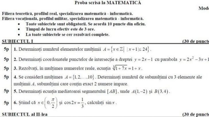BACALAUREAT 2013, SUBIECTE MATEMATICA date in 2012 BACALAUREAT 2013, SUBIECTE MATEMATICA date in 2012