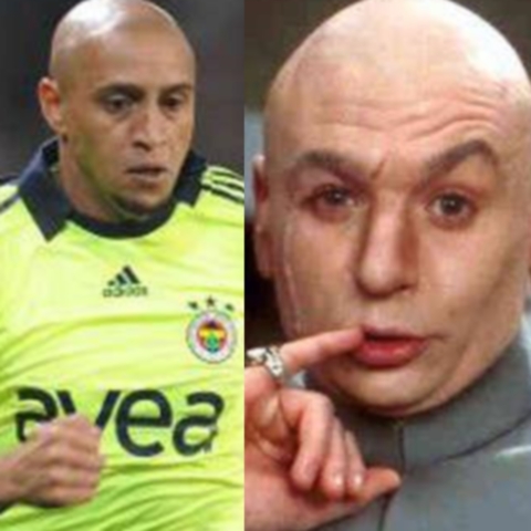 Fotbalistul Roberto Carlos (Fenerbahce) şi Dr. Evil, personaj de film.