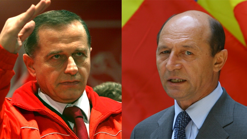 Traian Băsescu şi Mircea Geoană, subiecte de banc