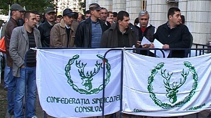 Silvicultorii din sindicatul Consilva au pichetat Ministerul Mediului şi Pădurilor