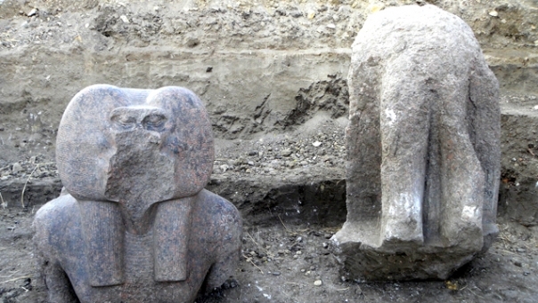 Statui descoperite în templul lui Amenhotep III / FOTO: SCA