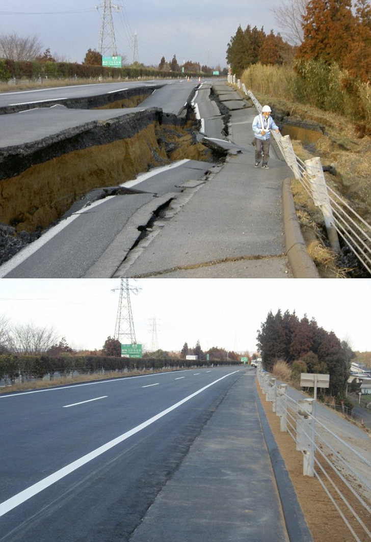 Autostrada din Japonia reconstruită în numai șase zile 