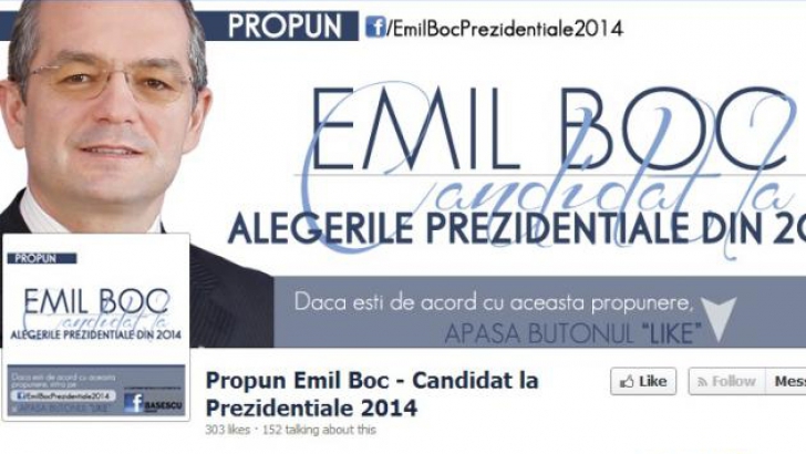 Emil Boc, candidat la prezidenţiale pe Facebook