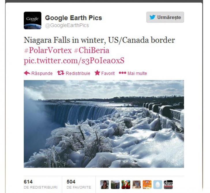 Fotografie spectaculoasă de la Cascada Niagara