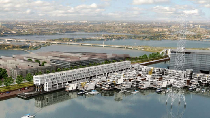 Proiect ambiţios: cartier de CASE PLUTITOARE &icirc;n Olanda