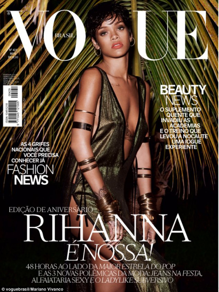 Rihanna, în ipostaze incendiare pentru Vogue Brazilia