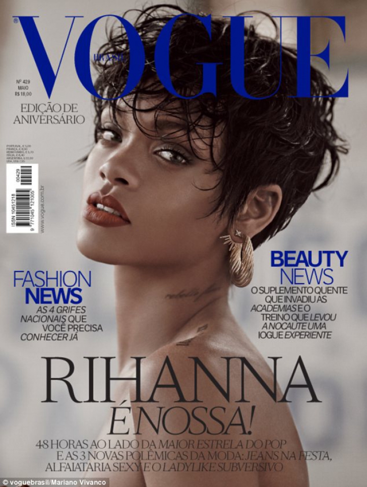 Rihanna, în ipostaze incendiare pentru Vogue Brazilia