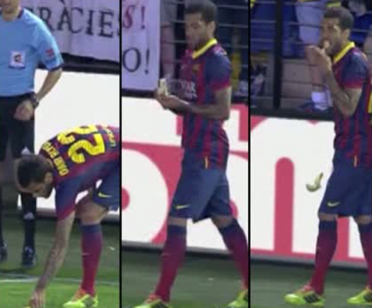 Dani ALVES, atacat cu o banană în timpul meciului, a provocat o campanie antirasistă