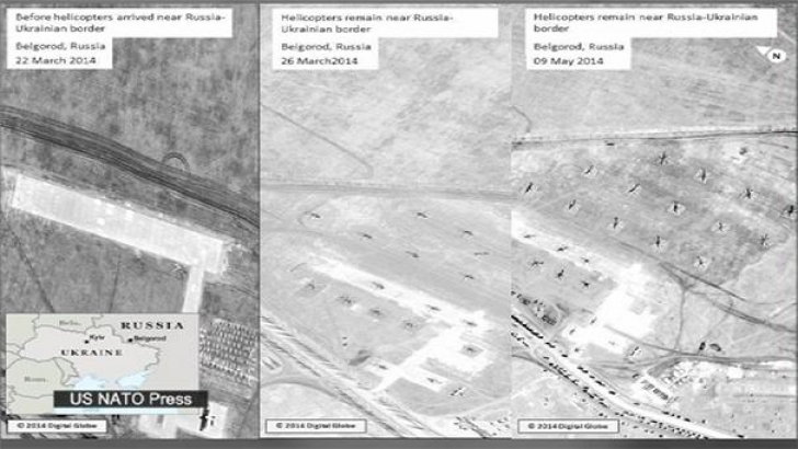 Imagini din satelit, prezentate în urmă cu o săptămână, care arată prezenţa trupelor ruse la graniţa ucraineană