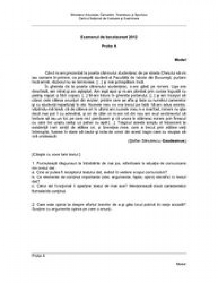 SUBIECTE ROMÂNĂ ORAL