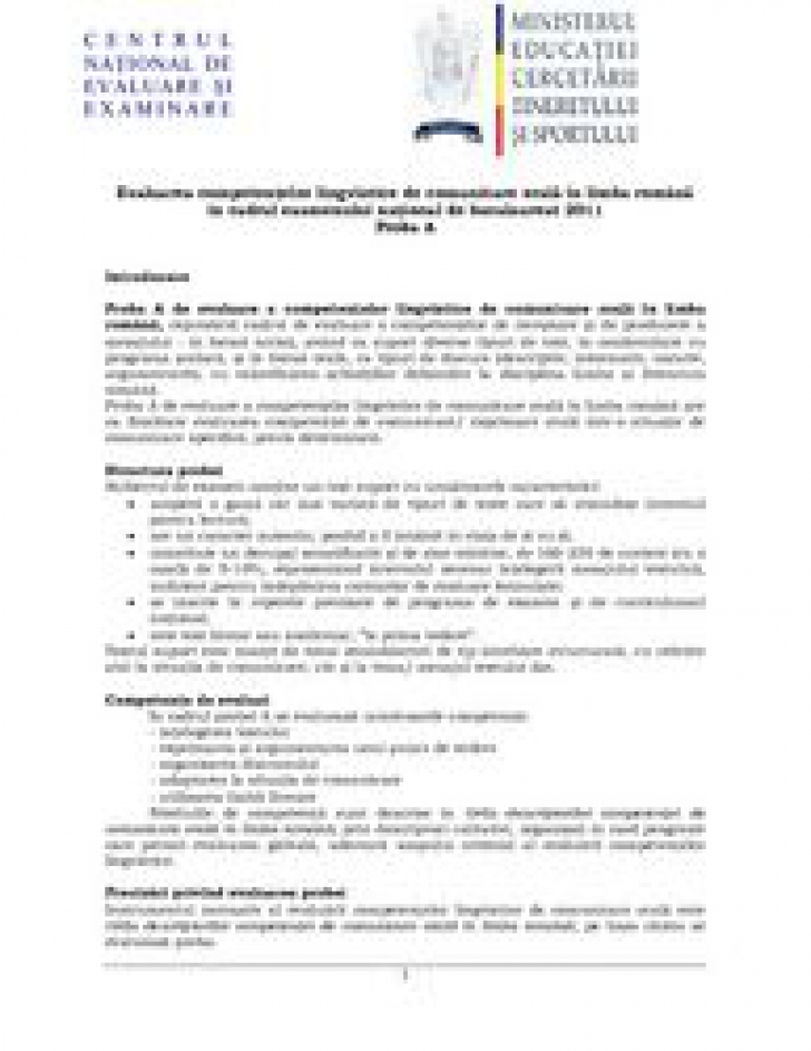 SUBIECTE ROMÂNĂ ORAL