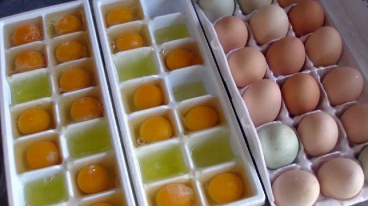 Şi ouăle pot fi îngheţate, fie întregi, fie în tăviţa pentru cuburi de gheaţă