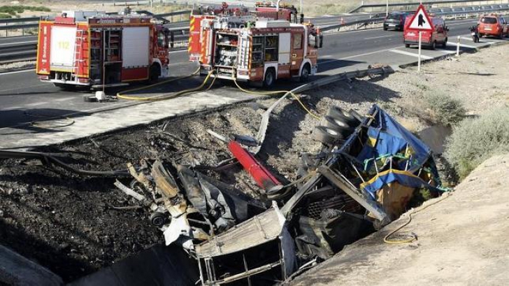 Accident groaznic în Spania: 8 români şi-au pierdut viaţa