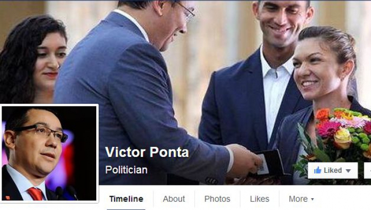 Pe contul de Facebook al premierului au fost postate multe fotografii cu Simona Halep, inclusiv una mai veche, în care apare şi Victor Ponta