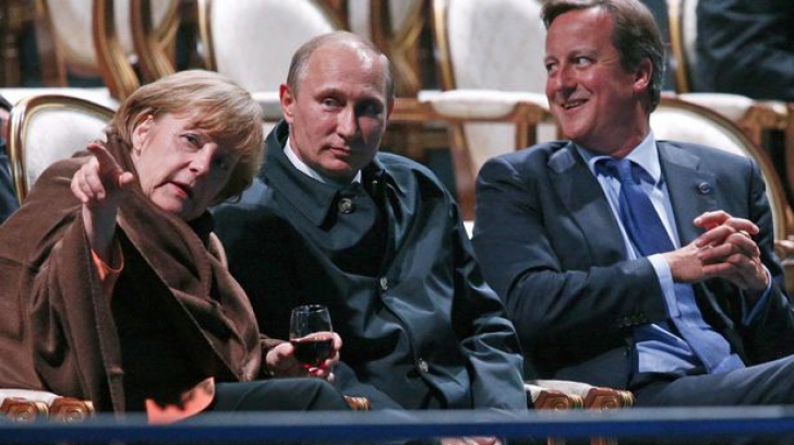 Angela Merkel, Vladimir Putin şi David Cameron