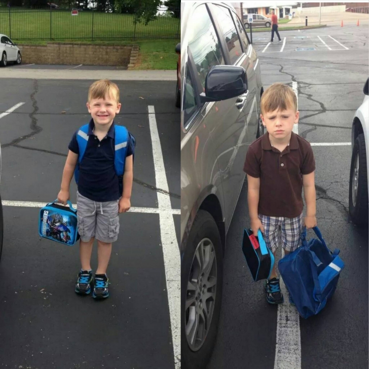 Cum arată un copil înainte şi după prima zi de şcoală