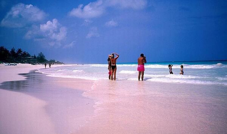 'Pink Sands Beach' din Insula Harbour, Bahamas, este singura plajă roz din lume