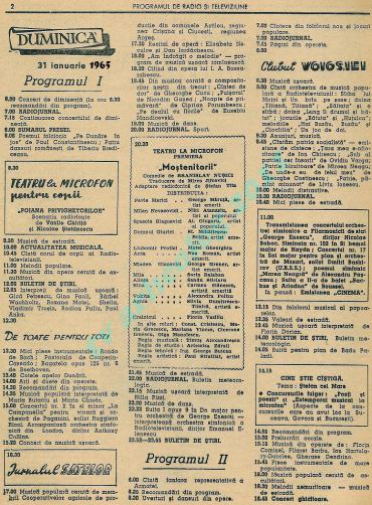 Ce puteai vedea la TV în România acum 50 de ani. Programul TV în 1965