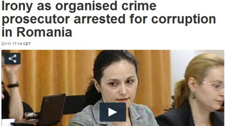 "Ironie, procuror pentru combaterea crimei organizate arestat pentru corupţie în România", titrează postul de televiziune Euronews.