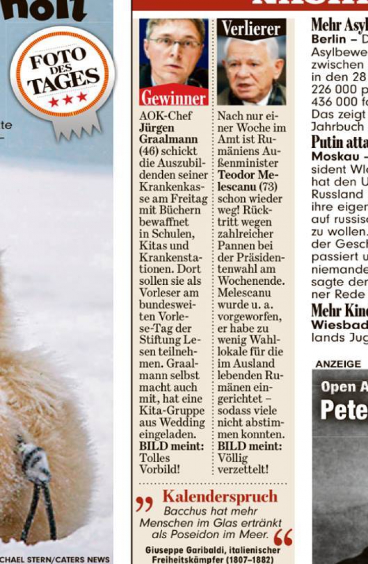 BOMBĂ - Cel mai puternic ziar din Germania şi din Europa, Bild, LOVEŞTE în alegeri: "el e omul rău"