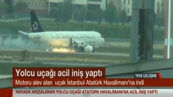 Aterizare de urgenţă la Istanbul, după ce unul din motoarele unui avion a luat foc