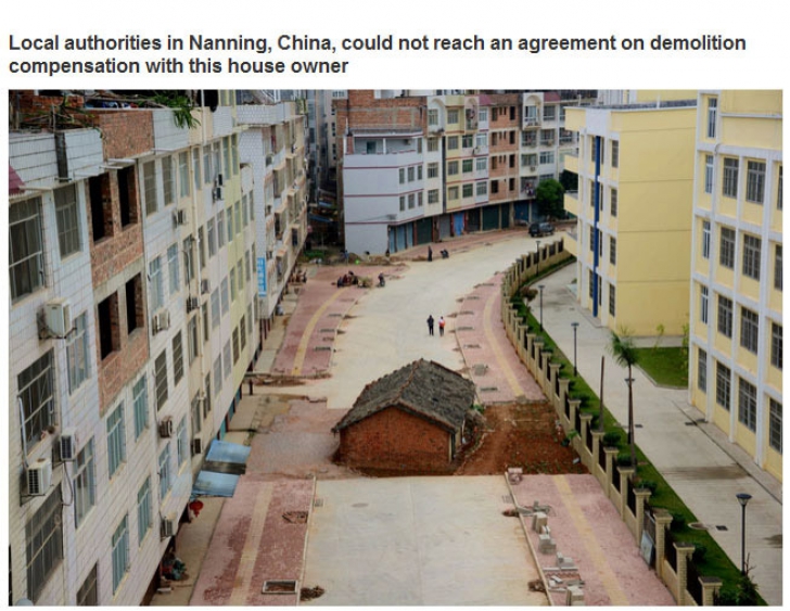 Un cartier de blocuri din China, construit în jurul unei case al cărui proprietar refuză să cedeze