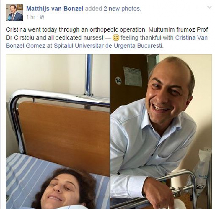 Lecția olandeză: Soția ambasadorului Matthijs van Bonzel s-a operat într-un spital din București