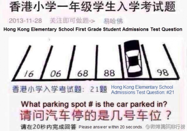 Testul de inteligenţă pentru elevii clasei I din Hong Kong pe care puţini adulţi îl rezolvă