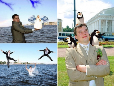 GALERIE FOTO. Cele mai hidoase fotografii modificate în Photoshop, de la nunţile din Rusia