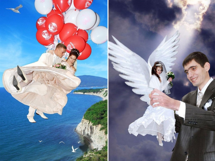 GALERIE FOTO. Cele mai hidoase fotografii modificate în Photoshop, de la nunţile din Rusia