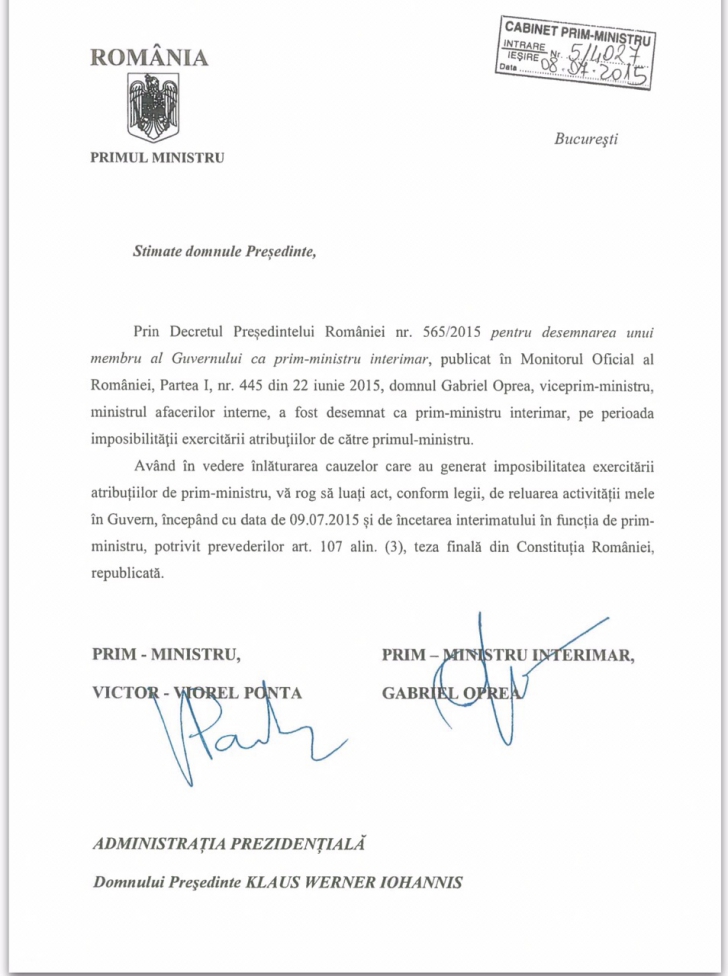 Ponta îi scrie lui Iohannis. Când revine în fruntea Guvernului