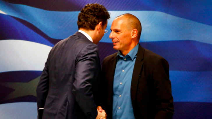 Jeroen Dijsselbloem și Yanis Varoufakis