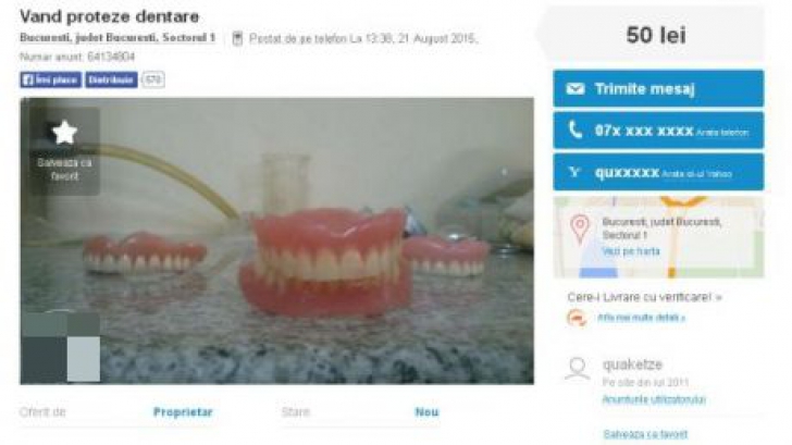 Culmea sărăciei la români: Pe internet se vând proteze dentare second hand