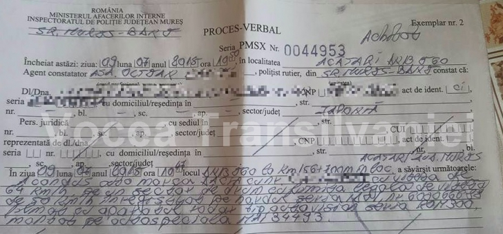 Imaginea zilei: ce a scris pe procesul-verbal un poliţist care a oprit un şofer cu numere străine