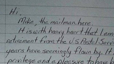 Scrisoarea emoţionantă trimisă de un poştaş ieşit la pensie. "Aţi fost ca o a doua familie"