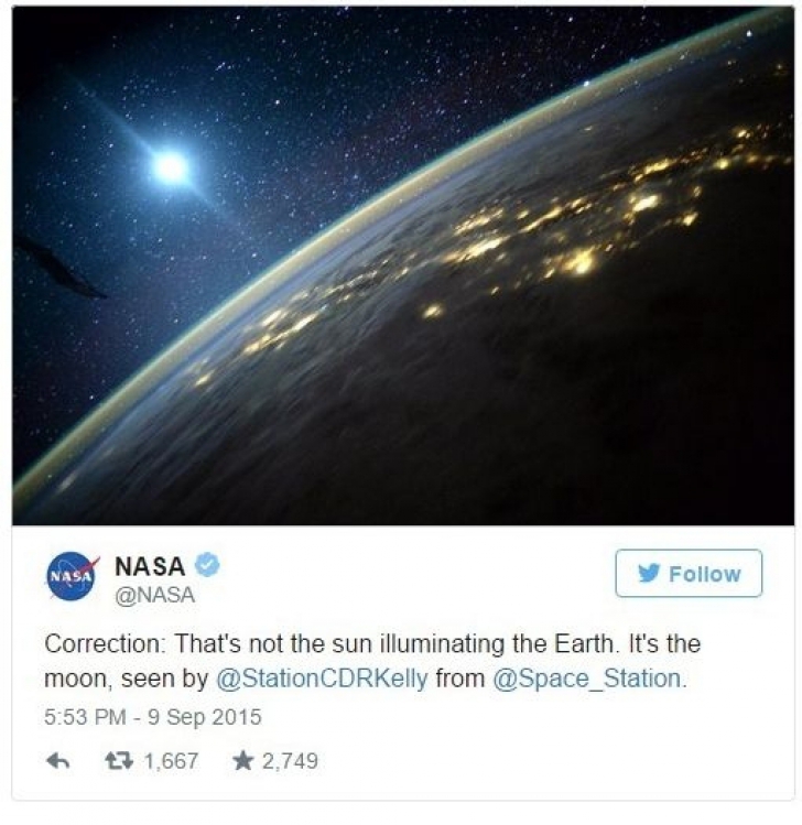 Postarea NASA pe Twitter