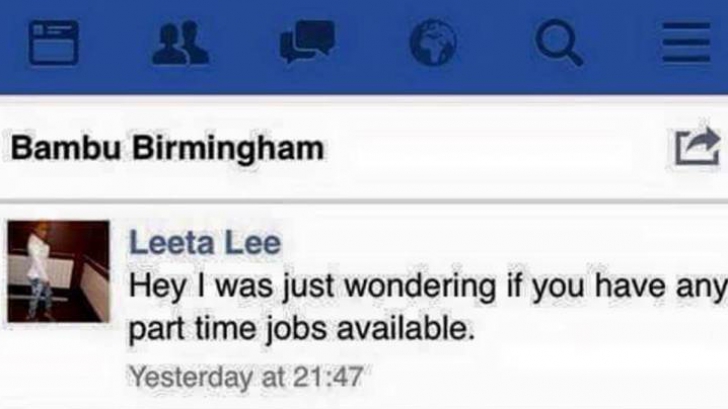 A intrat pe Facebook şi s-a interesat de un loc de muncă. Răspunsul primit e halucinant