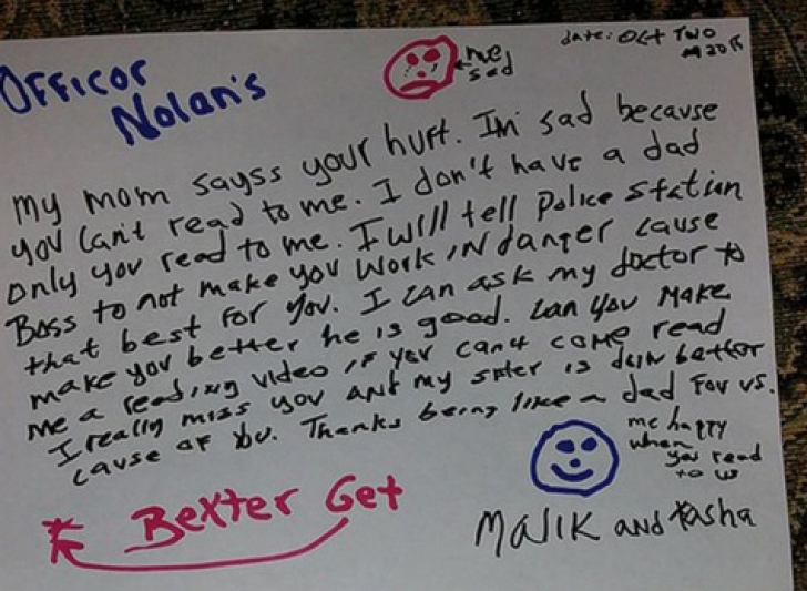 Scrisoarea emoţionantă pe care un poliţist a primit-o de la doi copii. "Eşti ca un tată pentru noi"