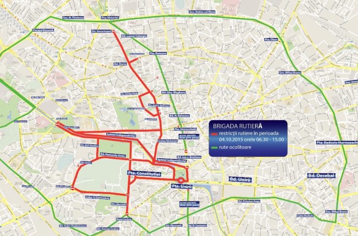 Trafic restricţionat în Bucureşti din cauza Maratonului Internaţional. Harta străzilor închise
