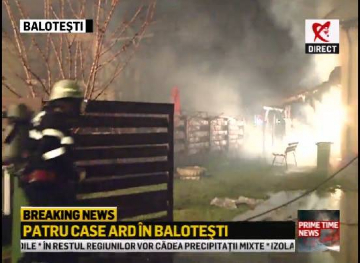 Incendiu de proporţii în Baloteşti: patru duplexuri dintr-un complex rezidenţial,mistuite de flăcări