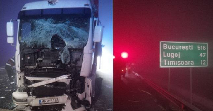 Dezastru pe autostrada Timişoara-Arad. Accident în lanţ: impact violent între 3 TIR-uri şi un camion / Foto: opiniatimisoarei.ro