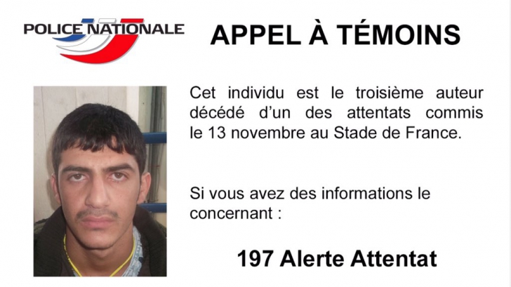 Poza celui de-al treilea terorist de la Stade de France, publicată. Apelul poliţiei franceze
