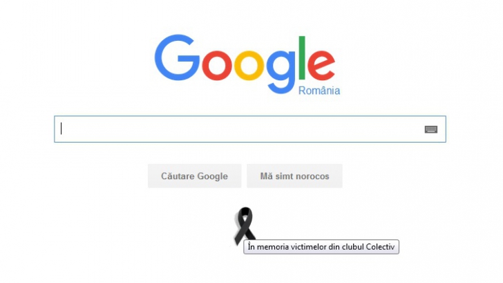Google România comemorează victimele din Colectiv printr-o fundă de doliu