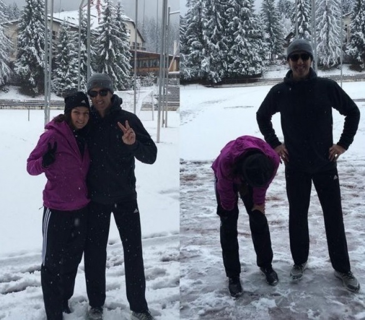 Simona Halep, antrenament pe zăpadă, alături de Darren Cahil: "Muncă şi distracţie"