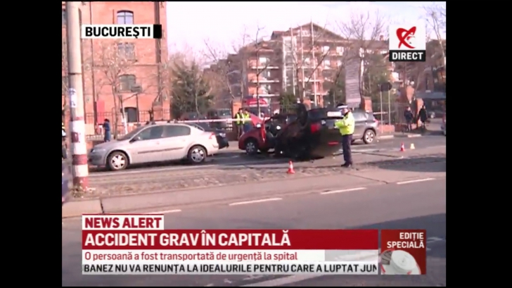FOTO Accident grav în Capitală! O persoană, transportată de urgență la spital