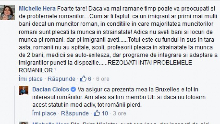 Dacian Cioloş răspunde românilor, pe facebook, în comentarii. Ce i-a scris unei doamne nemulţumite