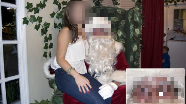 A făcut o poză în poala lui Moş Crăciun. Când a văzut fotografia în detaliu, fata a încremenit. FOTO