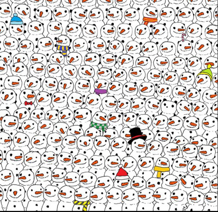 Găsește ursul panda printre acești oameni de zăpadă. Testul de ageritate care îi încurcă pe mulți