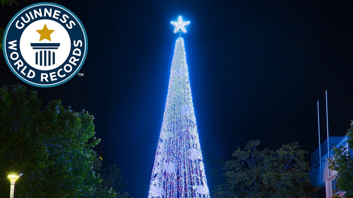 Cum arată cel mai luminat pom de Crăciun: are peste 518.000 de beculeţe
